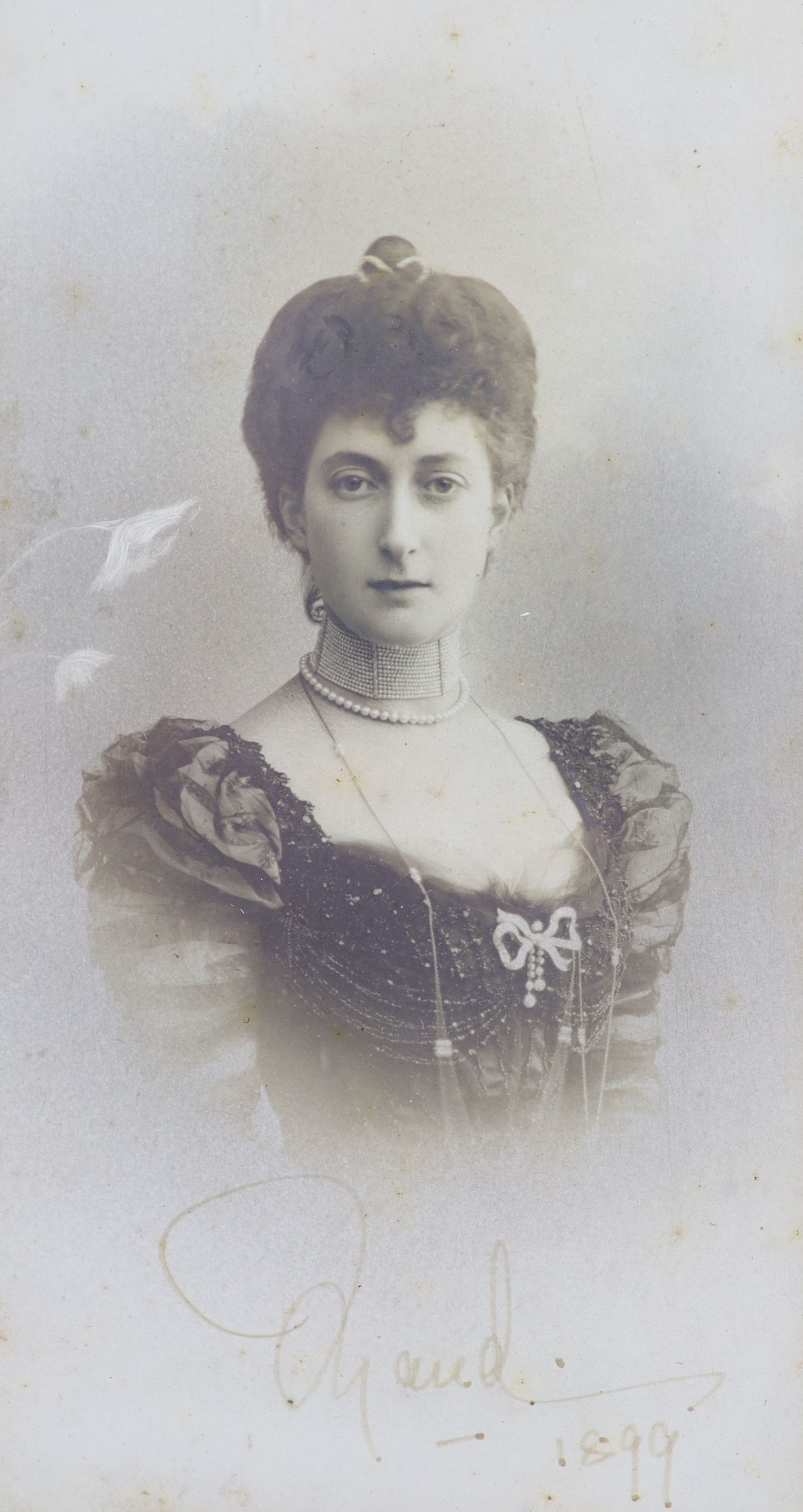 Maud of Wales (The Queen Consort of Norway), a signed portrait photograph, dated 1899in a simple - Image 2 of 3