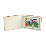 A Chinese album of twelve pith paintings of flowers and butterflies, 19th century,The album with