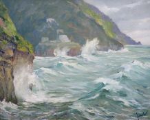 Edward Alfred Cucuel (American, 1875-1951)'Storm at Sorrentino coast'Oil on boardSigned40 x 49cm.