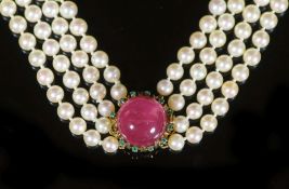 40cm, gross weight 103 grams, largest pearl diameter 8.7mm, smallest approx. 5.8mm.Provenance - Mrs