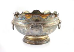 A good large Victorian fluted silver Monteith bowl, by F.B. Thomas & Co, New Bond Street,with shell