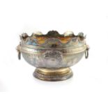 A good large Victorian fluted silver Monteith bowl, by F.B. Thomas & Co, New Bond Street,with shell