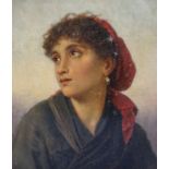 19th Century English SchoolPortrait of a gypsy girlOil on canvas34 x 29cm.