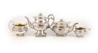A George IV provincial silver three piece tea set by Barber & Whitwell, York, 1821 and a similar