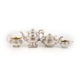A George IV provincial silver three piece tea set by Barber & Whitwell, York, 1821 and a similar