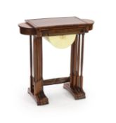 An unusual George IV nest of rosewood quartetto sewing tables,the top table with D shaped hinged