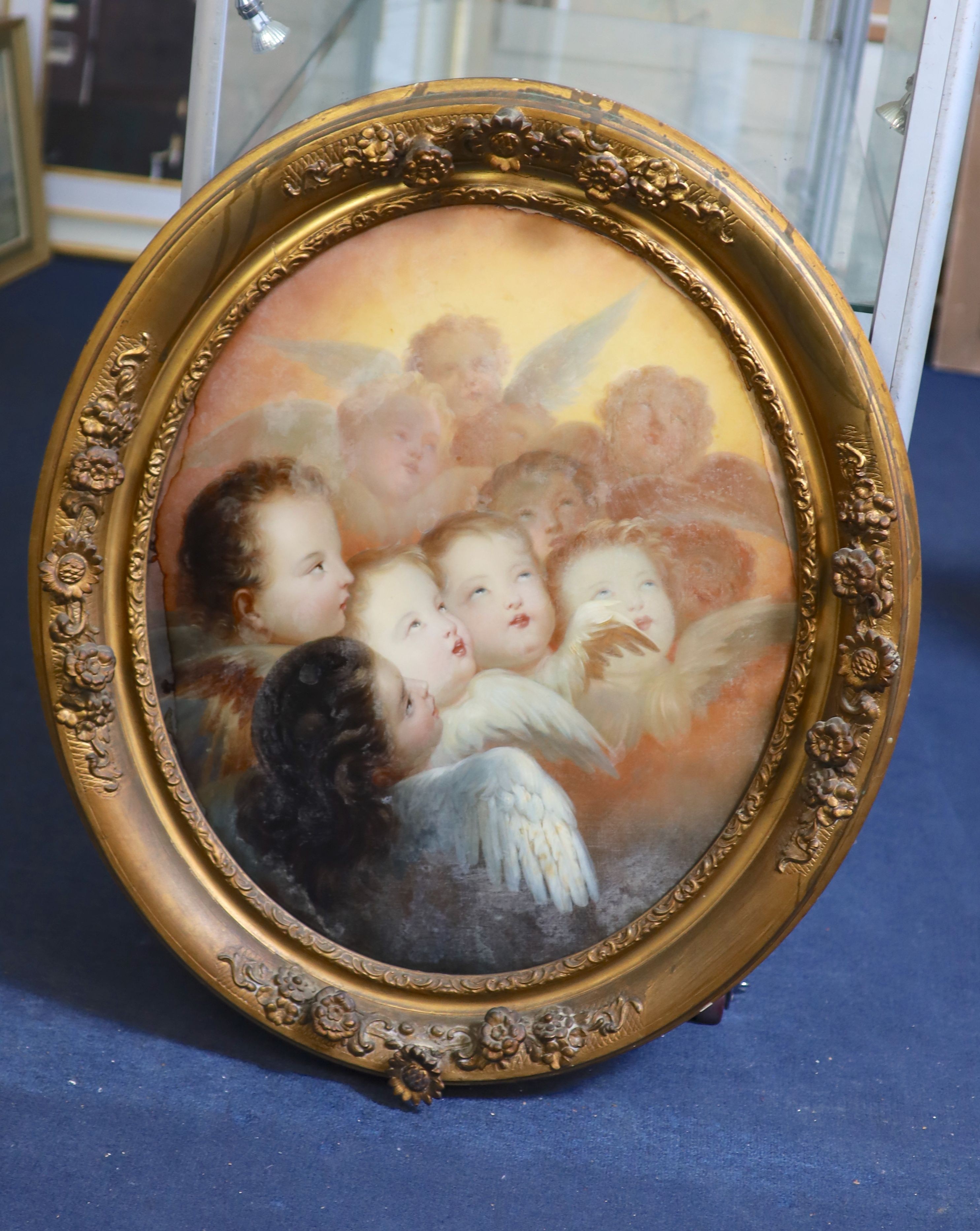 Victorian SchoolReynolds AngelsReverse painting on glass63 x 52cm. - Image 2 of 3