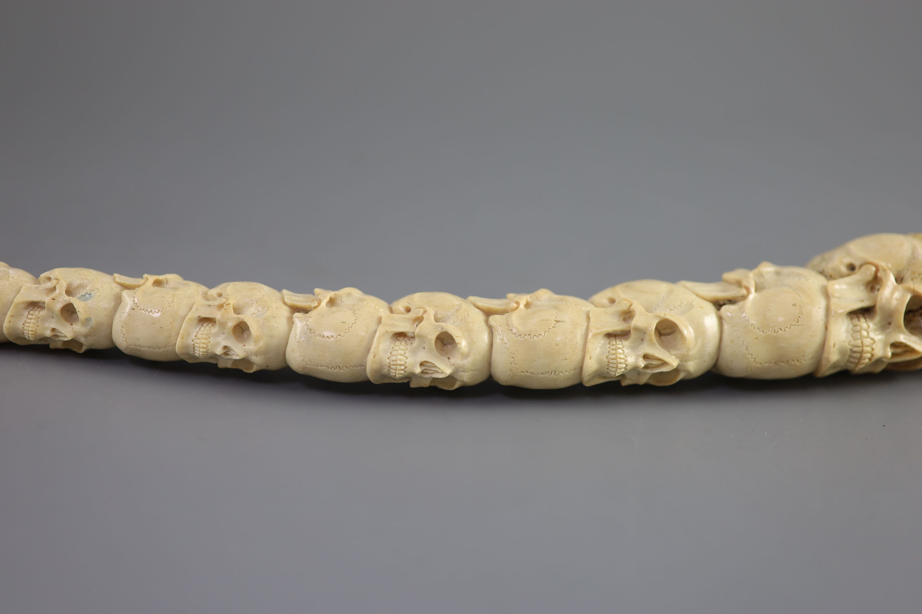 A unusual Inuit ‘skull’ carved walrus baculum, believed to be 19th century,Intricately carved and - Image 4 of 6