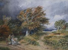 Samuel Bough (1822-1878)Horse drawn cart in a landscapeWatercoloursigned and dated 187540 x 55cm.