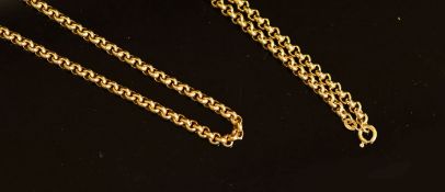 An Italian 750 gold belcher link chain,100cm, 27.9 grams.