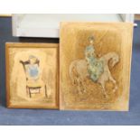 § Paul Dufau (French, 1897-1989)Seated girl & equestrian figureOil on boardBoth inscribed verso31 x