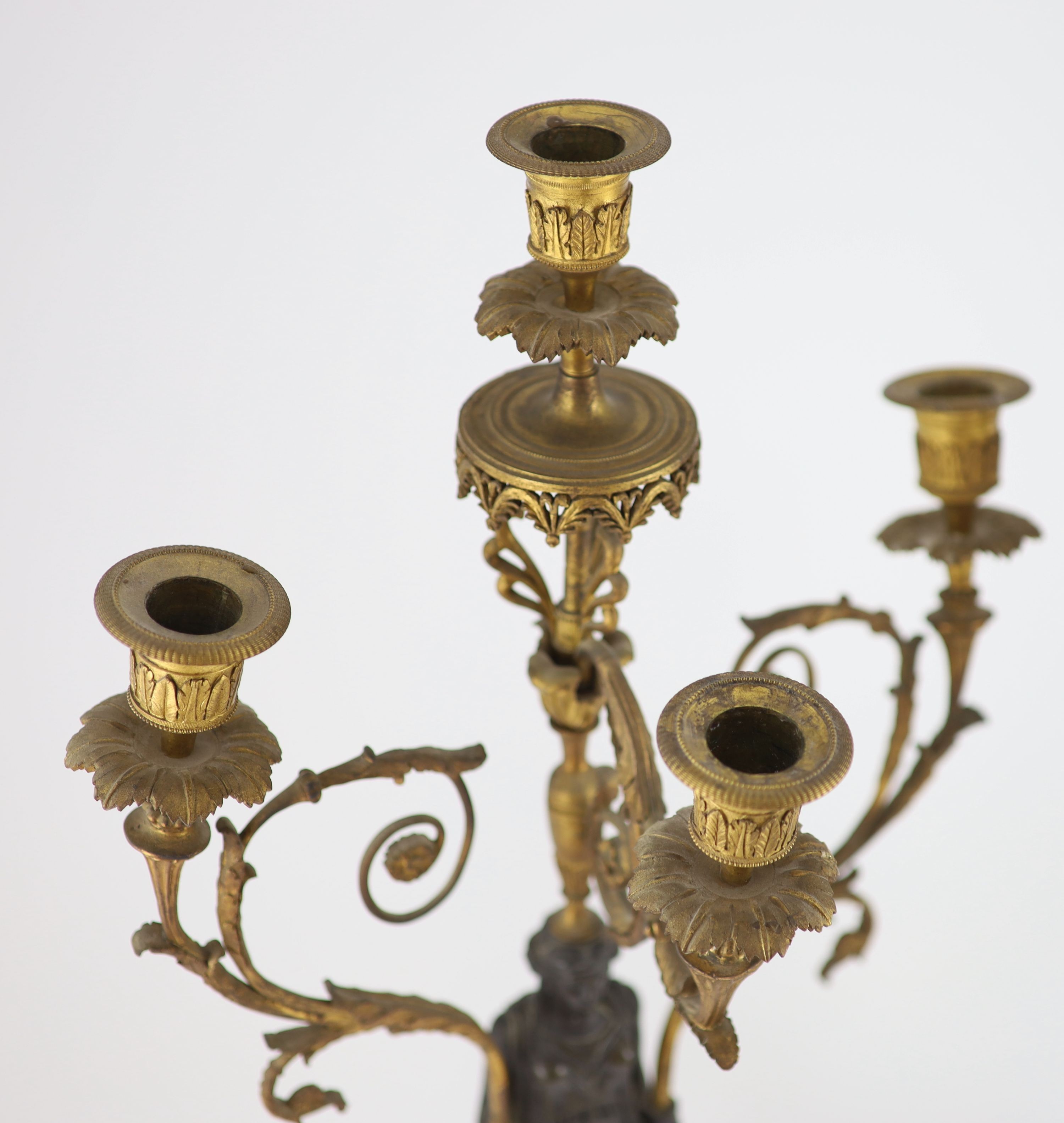 A pair of 19th-century French bronze and ormolu candelabrawith scrolling branches and classical - Image 4 of 4