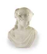 Prof. Pietro Lazzerini (Italian, 1842-1918), a carrara marble bust of a maidensigned versoH 43cm.