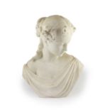 Prof. Pietro Lazzerini (Italian, 1842-1918), a carrara marble bust of a maidensigned versoH 43cm.