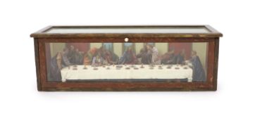 Attributed to Hans Mayr (active 1870) - a carved and painted limewood tableau of The Last Supper,