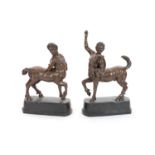 A pair of large faux bronze figures of centaurs, ex. Castlehyde House estate, Michael FlatleyEach