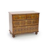 A William III and later oyster olive wood veneered chest,of two short and two long drawers, on