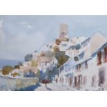 § Edward Seago, RWS, RBA (1910-1974)A street in TorremolinosWatercolourSigned in pencil27 x 37cm.