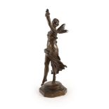 Eugene Delaplanche (French, 1836-1891), a bronze figure of the nymph 'Zephyr'dancing with her arms