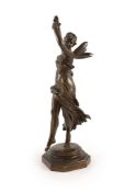 Eugene Delaplanche (French, 1836-1891), a bronze figure of the nymph 'Zephyr'dancing with her arms