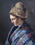 19th century Austrian SchoolPortrait of a lady wearing orientalist clothingOil on canvas60 x 48cm.