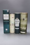 Four assorted malt whiskies- A bottle of Auchentoshan, Macallan Select Oak, Old Fettercairn 10 year