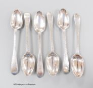 A set of six late 18th century Scottish provincial silver bright cut engraved teaspoons, by