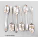 A set of six late 18th century Scottish provincial silver bright cut engraved teaspoons, by