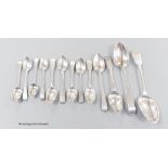 A collection of thirteen mainly 19th century Scottish provincial Banff silver spoons, including two