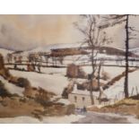 John Nisbet RHA (fl.1903-40), watercolour, Snow at Rockbrook, signed, 30 x 37cm.