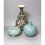 Two Chinese flambe vessels and a Cizhou style vase (3)