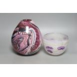 A Siddy Langley art glass vase and bowl, height 22cm