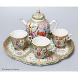 A 19th century Chinese famille rose five piece porcelain tea set