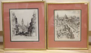 Two framed etchings 1920's of London by George Malcolm Patterson (1873-1941) and Sydney R Jones (