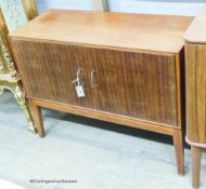 A Gordon Russell Ltd teak and Indian laurel 2 door side cabinet, model R 803 circa 1960, length