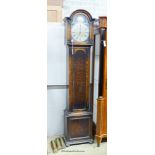 A 1920's oak longcase clock, height 193cm