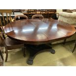 A large reproduction mahogany extending dining table, 174cm extended, width 138cm, height 77cm