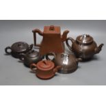 Six Chinese Yixing teapots and covers, tallest 14cm