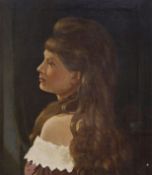 English school circa 1900, oil on canvas, portrait of a young lady, indistinctly signed lower left,