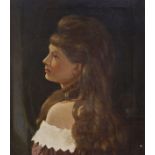 English school circa 1900, oil on canvas, portrait of a young lady, indistinctly signed lower left,