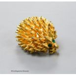 A gilt metal and paste set hedgehog brooch, 24mm.