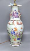 A large Chinese famille rose vase, converted to a lamp, height 62cm