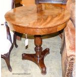 A Victorian mahogany circular mahogany centre table, diameter 70cm, height 76cm