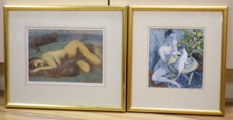 John Reay (1947-2011), pastel, reclining nude , 19 x 27cm. and James Gorman (1931-2005),