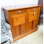 An Edwardian mahogany side cabinet, width 110cm, depth 47cm, height 98cm
