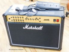 A Marshall JVM 210C 100 V valve amplifier with 4 way foot switch, c.2019