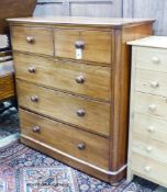 A large Victorian mahogany five drawer chest, width 119cm, depth 50cm, height 122cm