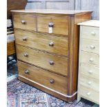 A large Victorian mahogany five drawer chest, width 119cm, depth 50cm, height 122cm