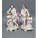 A pair of large Derby porcelain figures of Shakespeare and Milton, c.1780, 31 cm high