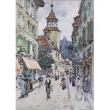 Robert Goff (1837-1922), watercolour, Vevey, signed and dated 1914, 18 x 12.5cm.